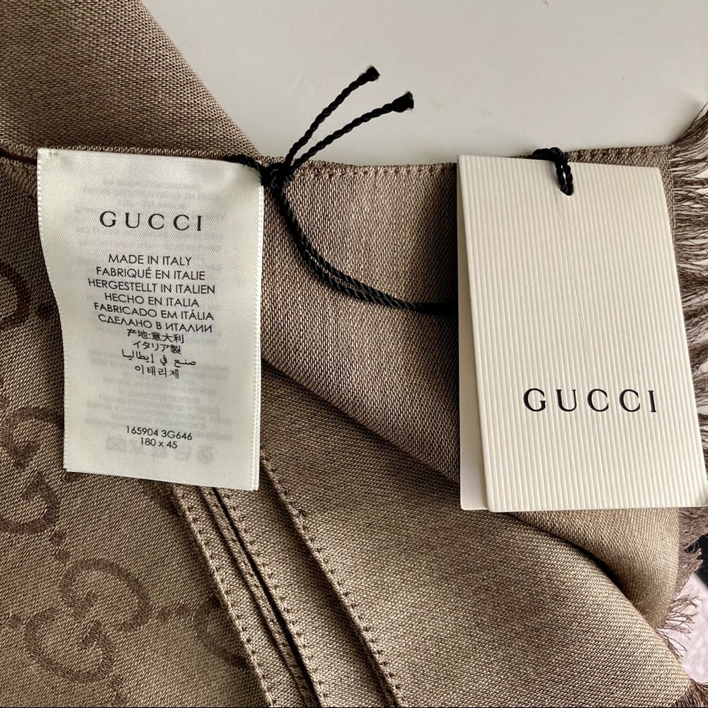 NWT GUCCI Jacquard Pattern Scarf Wool/Silk - Picture 7 of 7